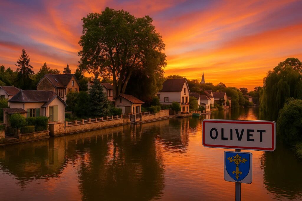 Délais de vente à Olivet 2025 – maisons en bord du Loiret au coucher du soleil